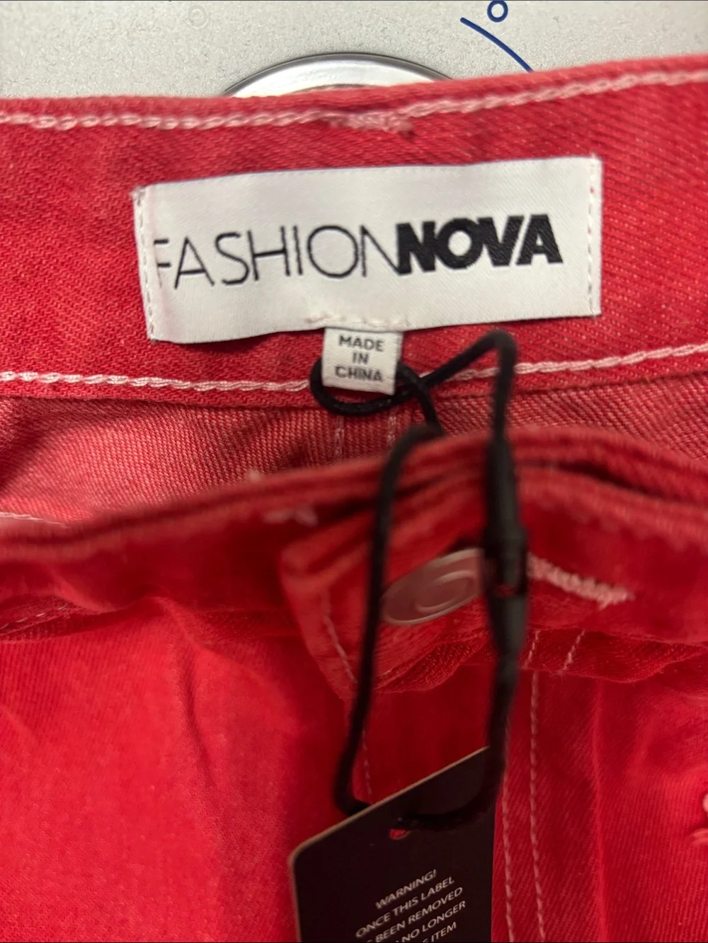 Fashion Nova red Denim Jorts  with Heart Patch - Picture 3 of 8